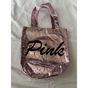 Pink Victoria Secret Metallic Pink Small Tote Lunch Bag